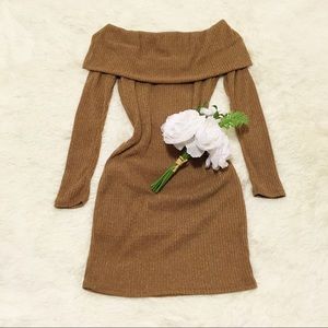 Offshoulder Sweater Dress (Camel)